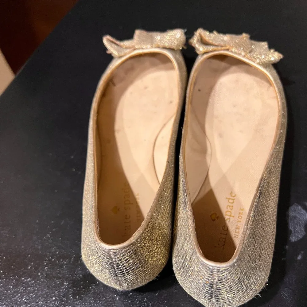 Kate Spade 6.5 glitter gold ballet flats